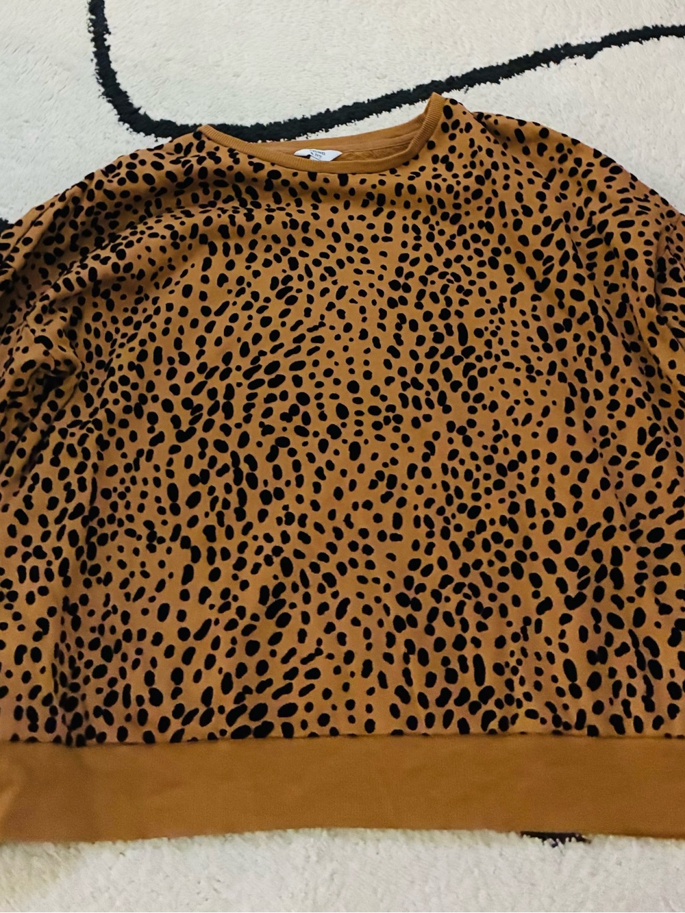crown & ivy Mustard Brown Leopard Print Crew Sweatshirt